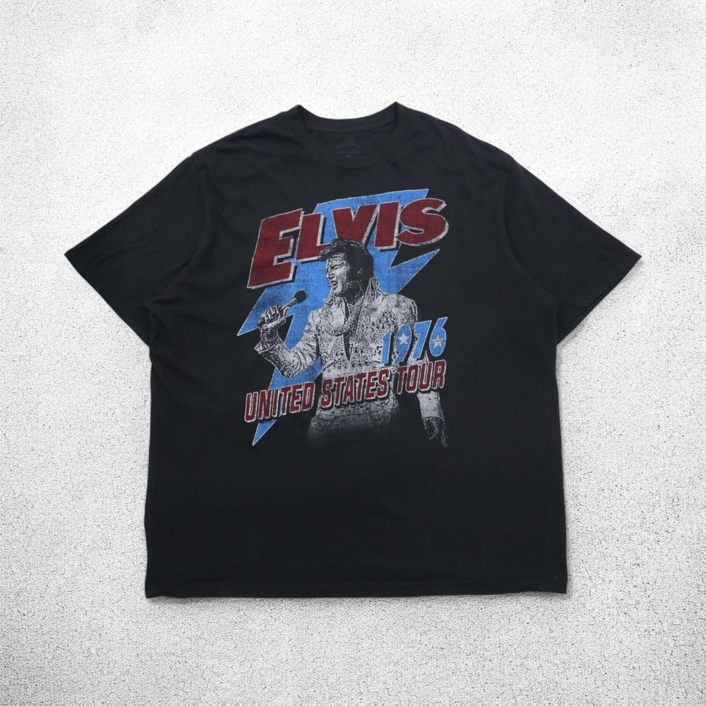 ELVIS PRESLEY Elvis Presley T-shirt da musicista 3XL nero cotone UNITED STATES TOUR 1976