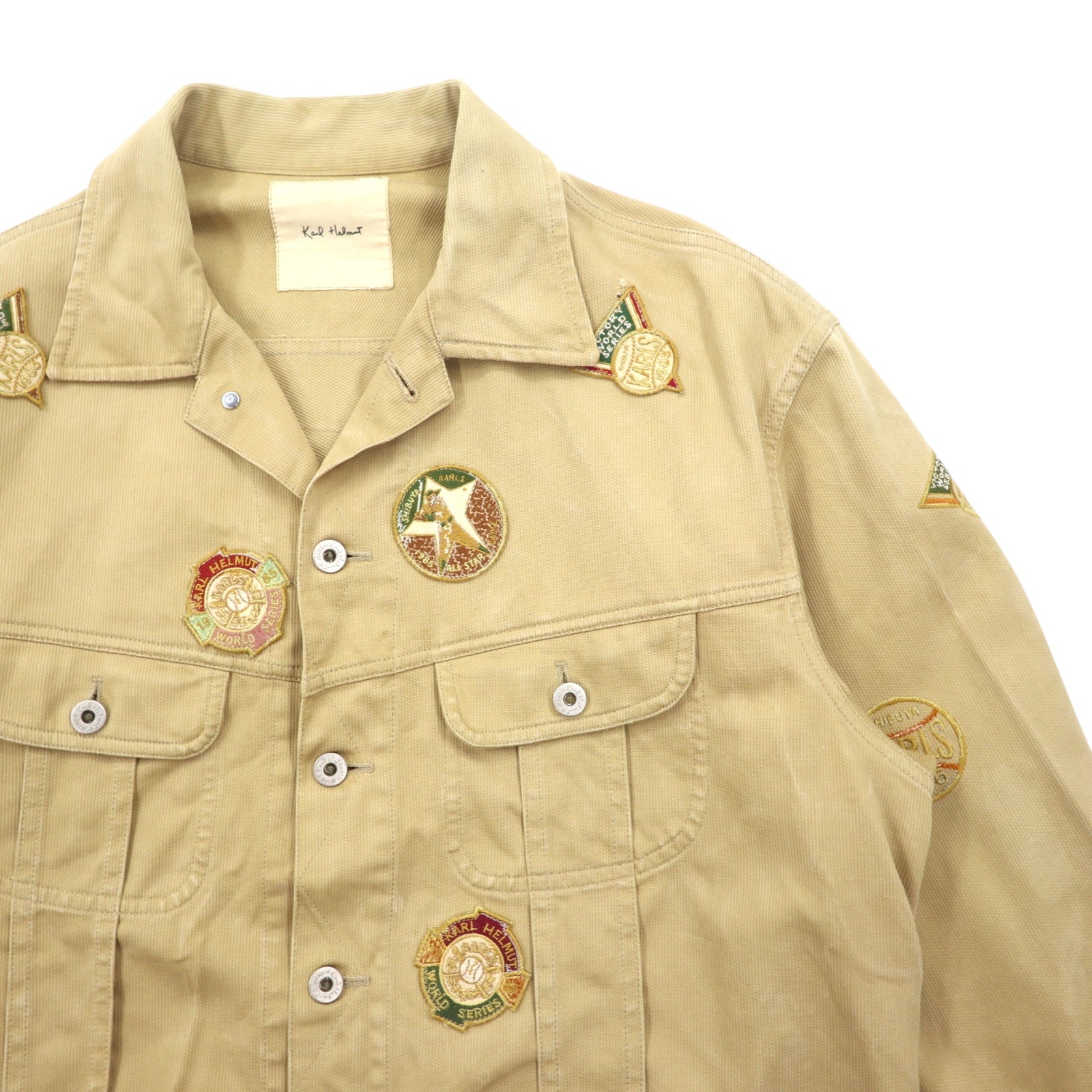 Karl Helmut (PINKHOUSE) Giacca trucker in velluto a coste M Beige Cotone con stemma Made in Japan