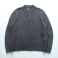 Eddie Bauer ヘンリーネック リブニット セーター L グレー コットン
