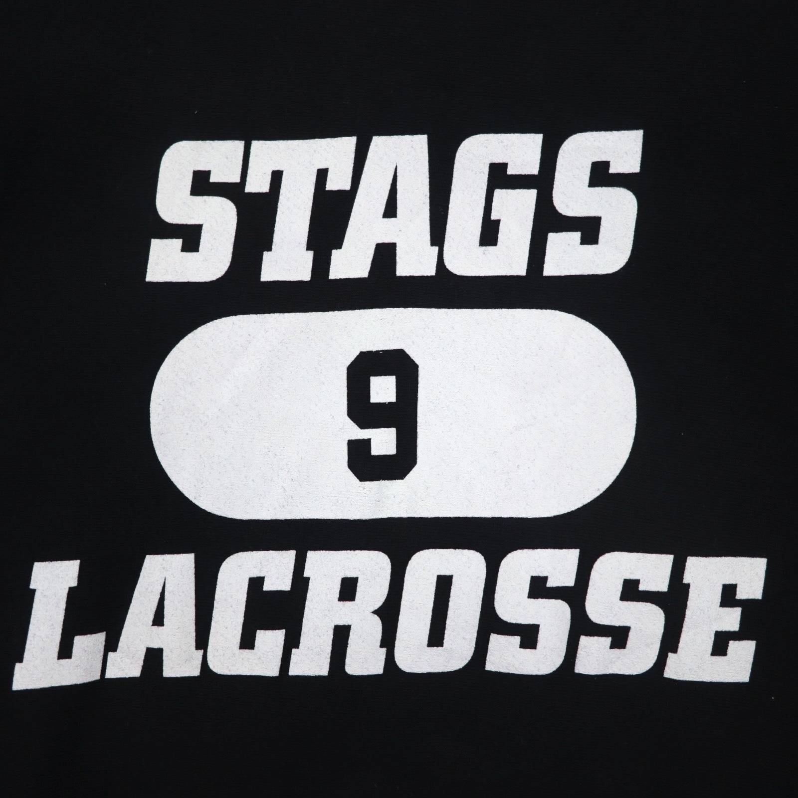 Champion リバースウィーブ REVERSE WEAVE カレッジ スウェット XL ブラック 裏起毛 STAGS LACROSSE 3段プリント メキシコ製