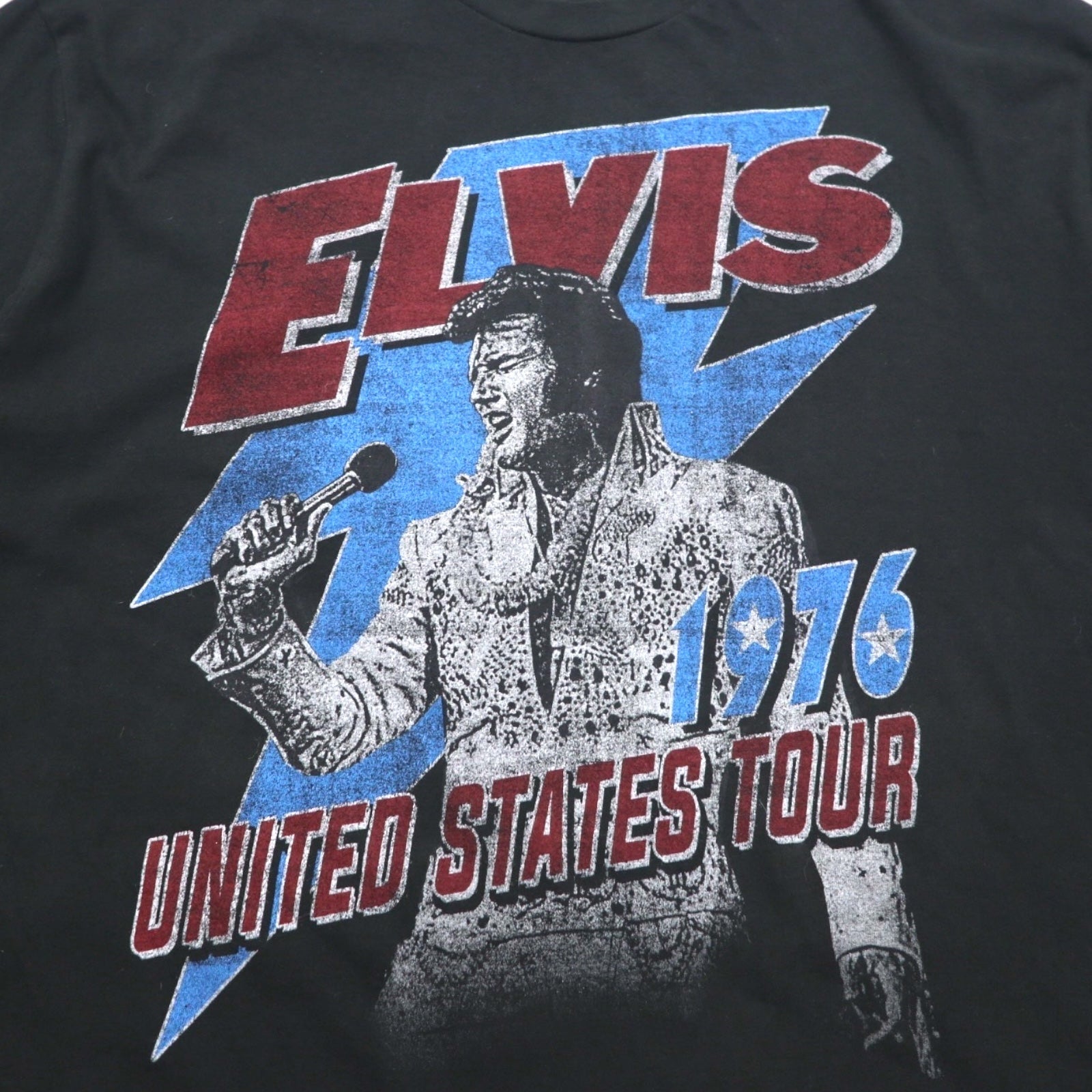 ELVIS PRESLEY Elvis Presley T-shirt da musicista 3XL nero cotone UNITED STATES TOUR 1976