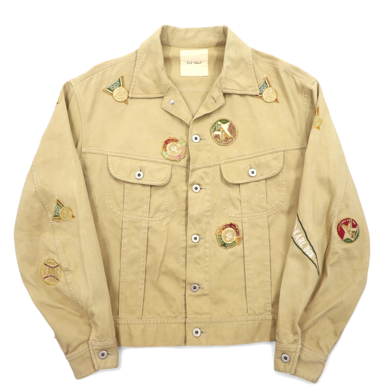 Karl Helmut (PINKHOUSE) Giacca trucker in velluto a coste M Beige Cotone con stemma Made in Japan