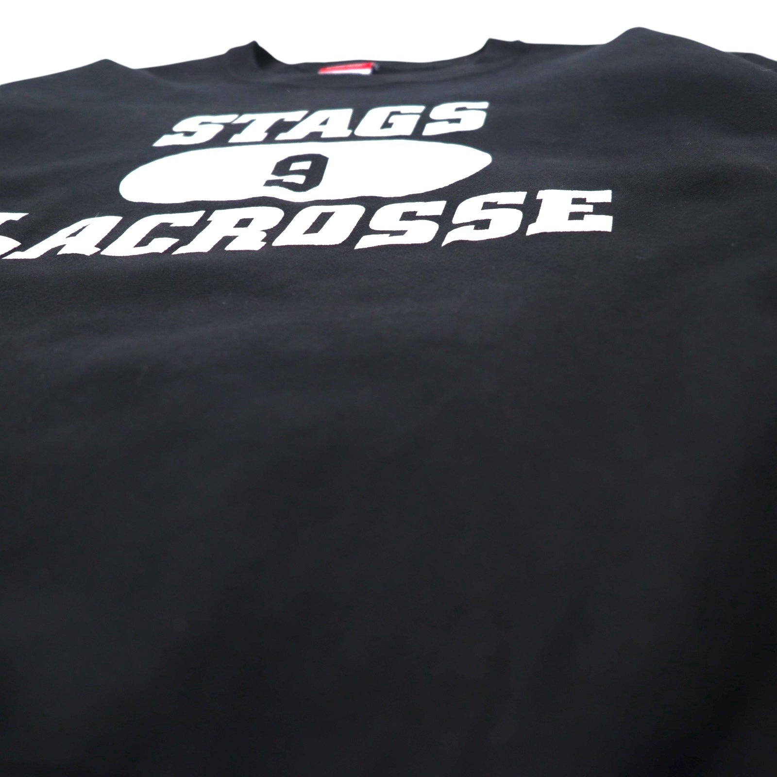 Champion リバースウィーブ REVERSE WEAVE カレッジ スウェット XL ブラック 裏起毛 STAGS LACROSSE 3段プリント メキシコ製