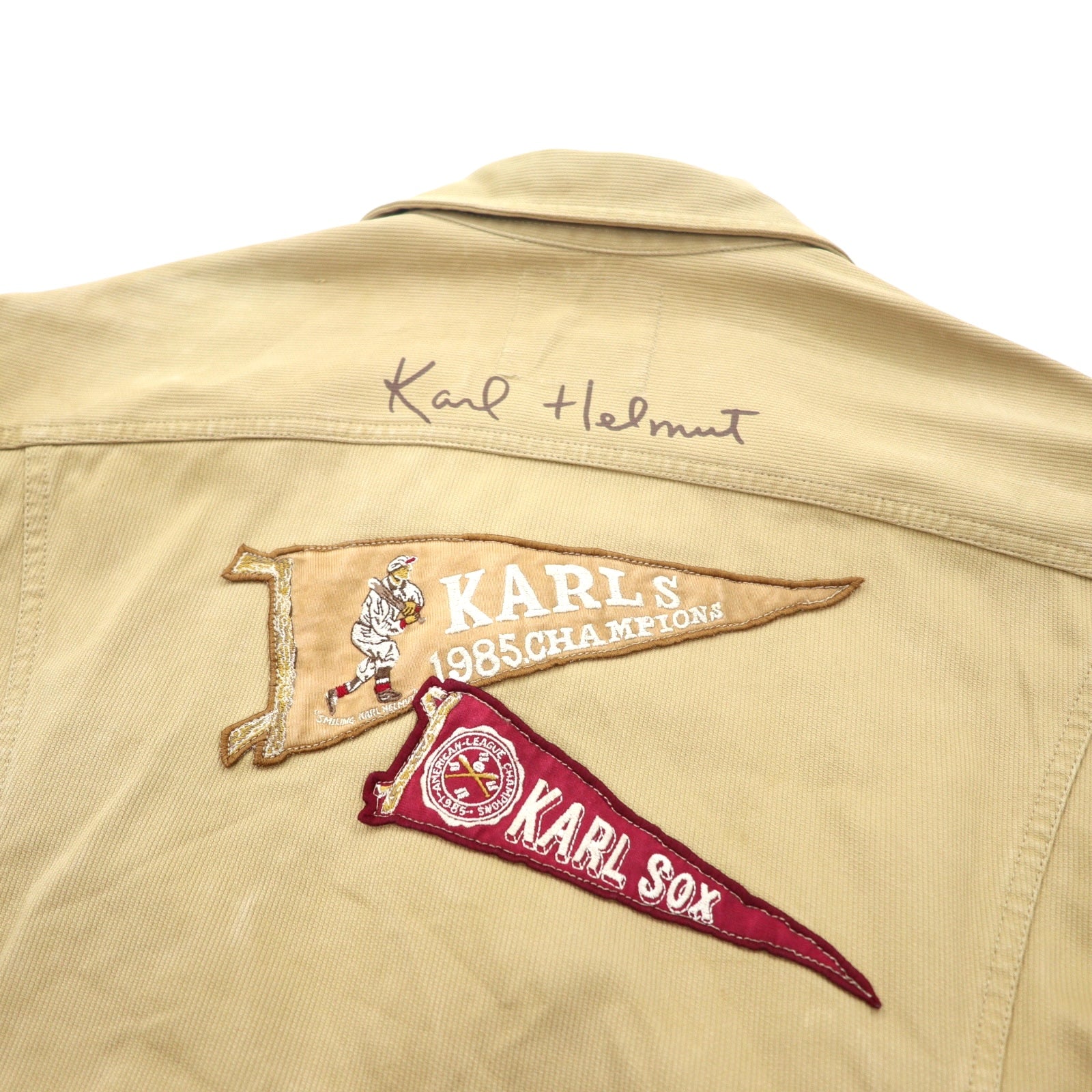 Karl Helmut (PINKHOUSE) Giacca trucker in velluto a coste M Beige Cotone con stemma Made in Japan