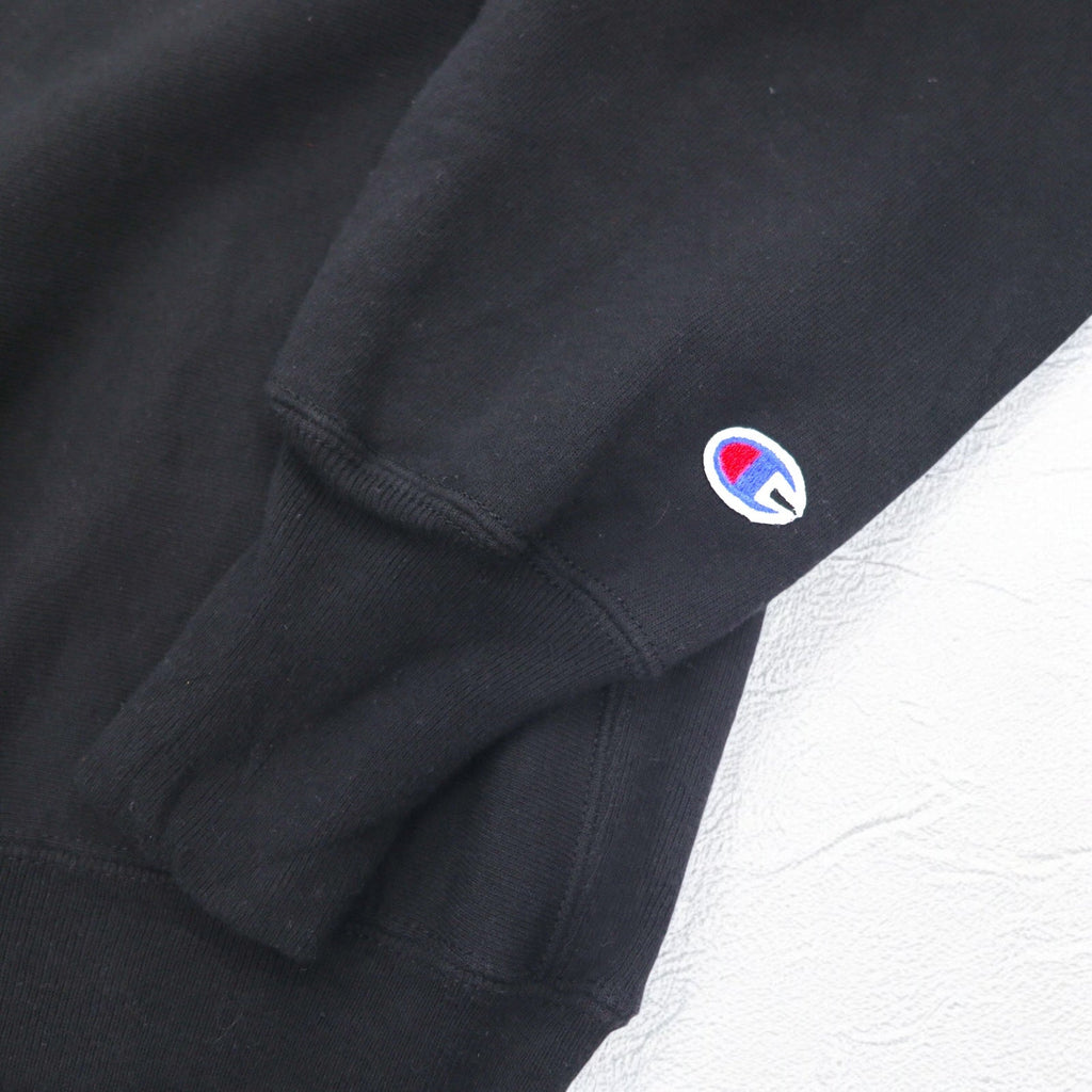 Champion リバースウィーブ REVERSE WEAVE カレッジ スウェット XL ブラック 裏起毛 STAGS LACROSSE 3段プリント メキシコ製