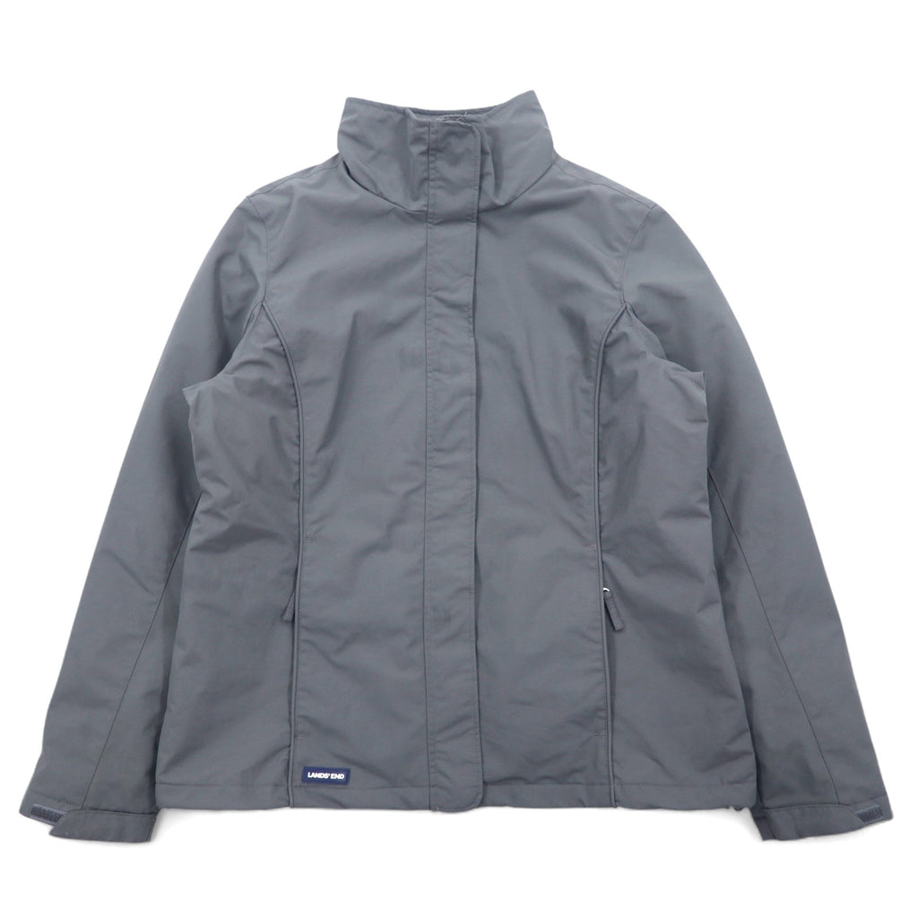 LANDS'END Giacca con fodera in pile Giacca a vento in nylon M Grigio Nylon Coulisse Impermeabile OEKO-TEX