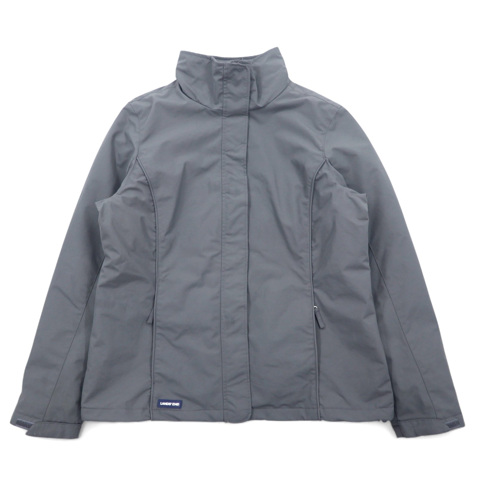 LANDS'END Giacca con fodera in pile Giacca a vento in nylon M Grigio Nylon Coulisse Impermeabile OEKO-TEX