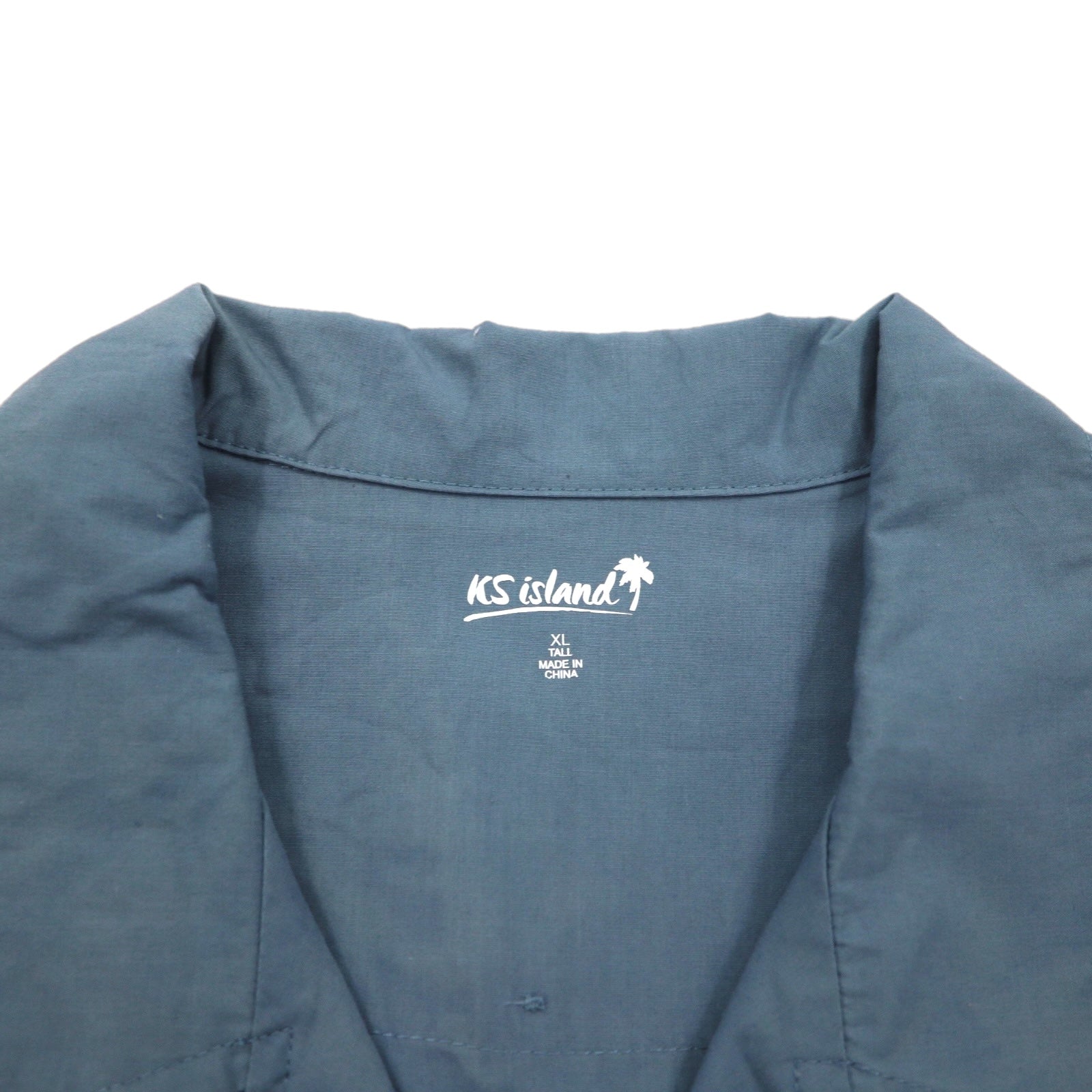 Camicia cubana KS island aperta sul davanti, colletto aperto, taglia XL, grigia, poliestere cotone ricamata