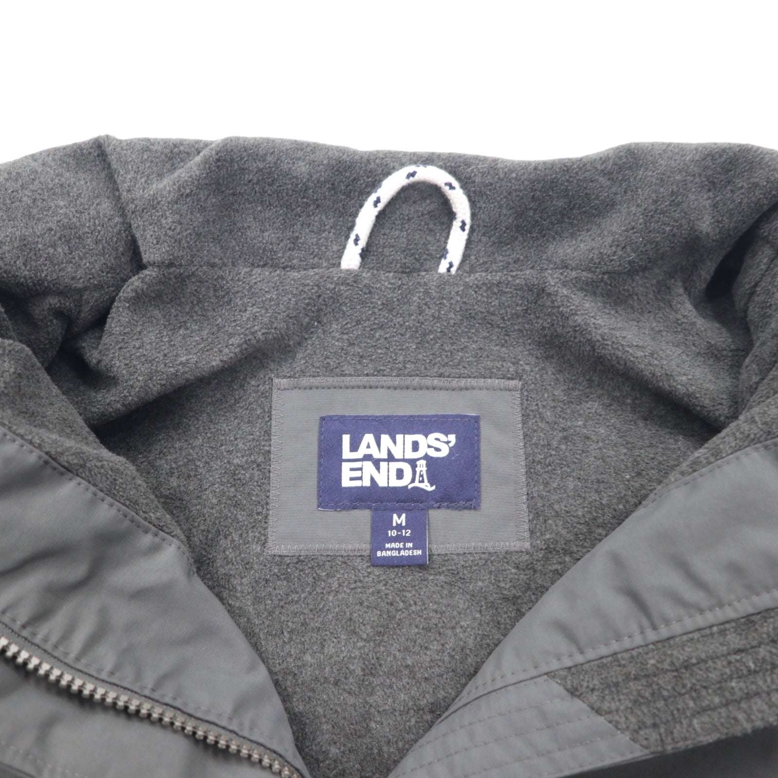 LANDS'END Giacca con fodera in pile Giacca a vento in nylon M Grigio Nylon Coulisse Impermeabile OEKO-TEX
