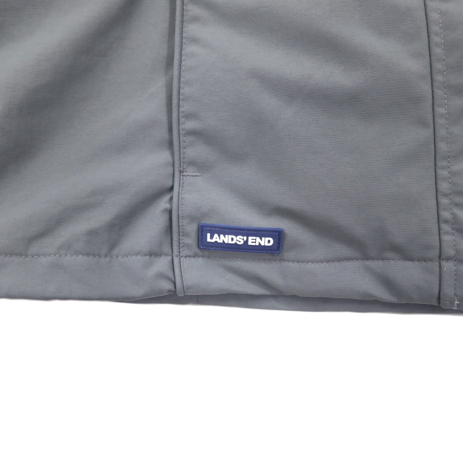 LANDS'END Giacca con fodera in pile Giacca a vento in nylon M Grigio Nylon Coulisse Impermeabile OEKO-TEX