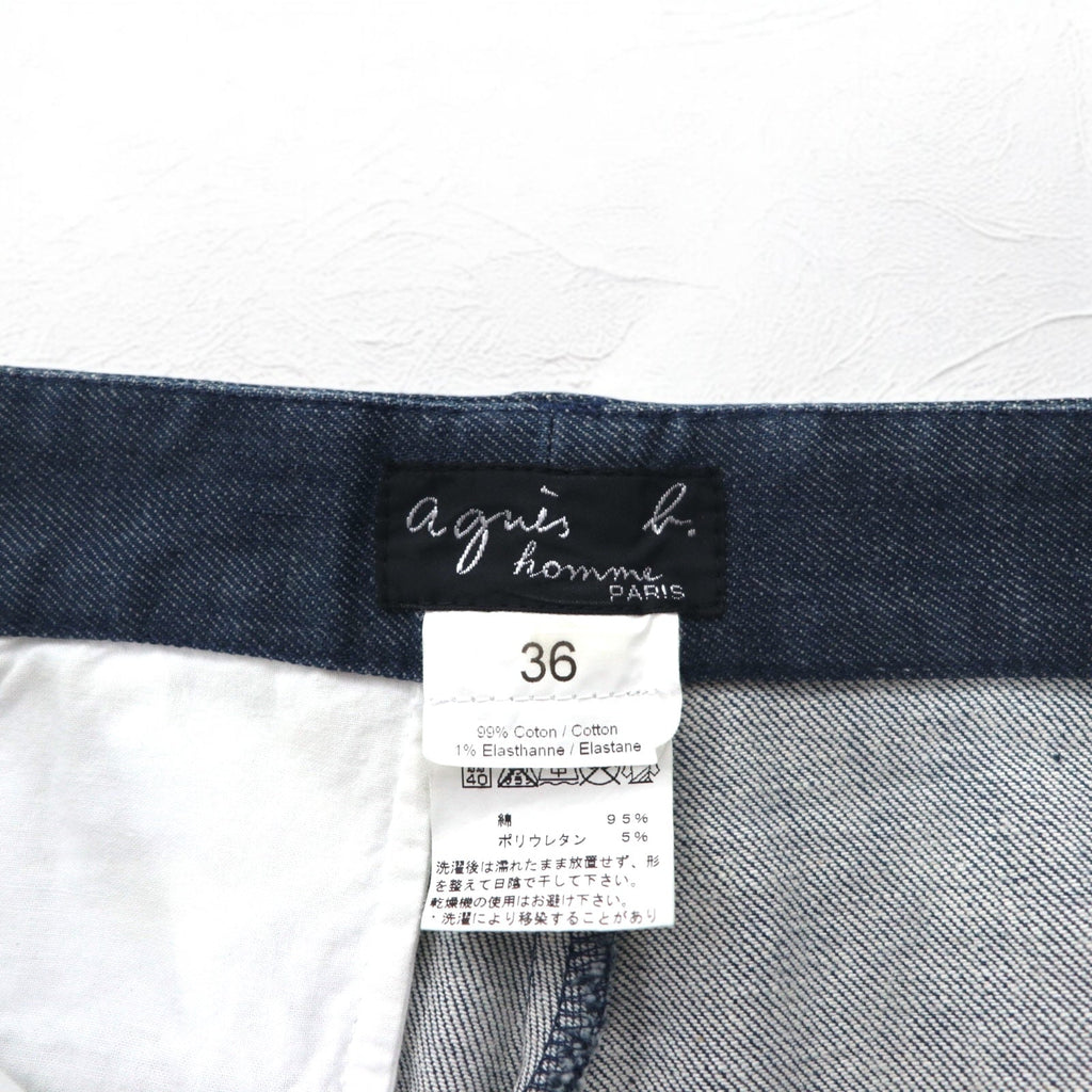 agnes b. homme Pantaloni in denim con pinces S indaco blu elasticizzati Made in Lituania