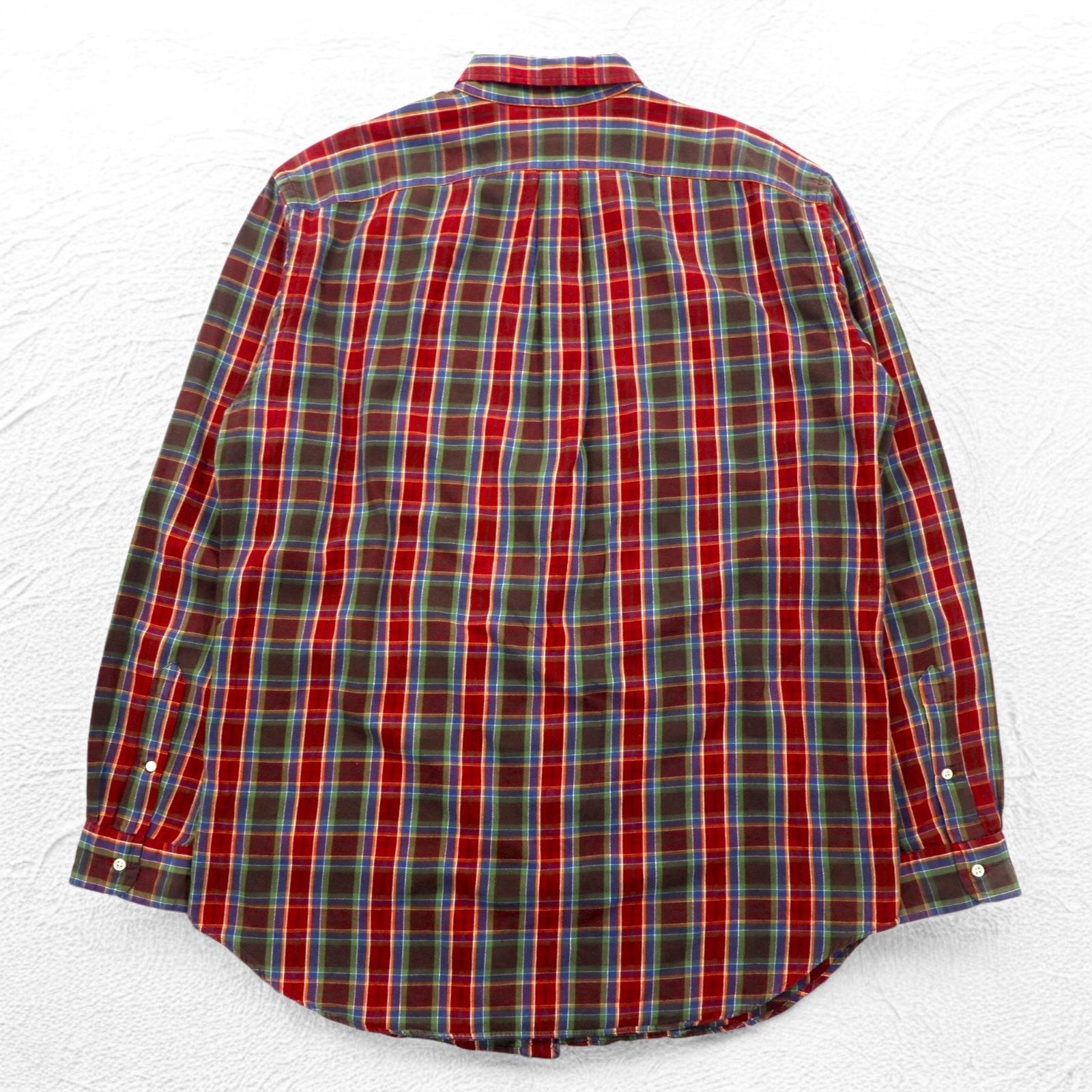 Ralph Lauren anni '90 camicia button-down L TALL a quadri rossa con ricamo pony piccolo taglia grande