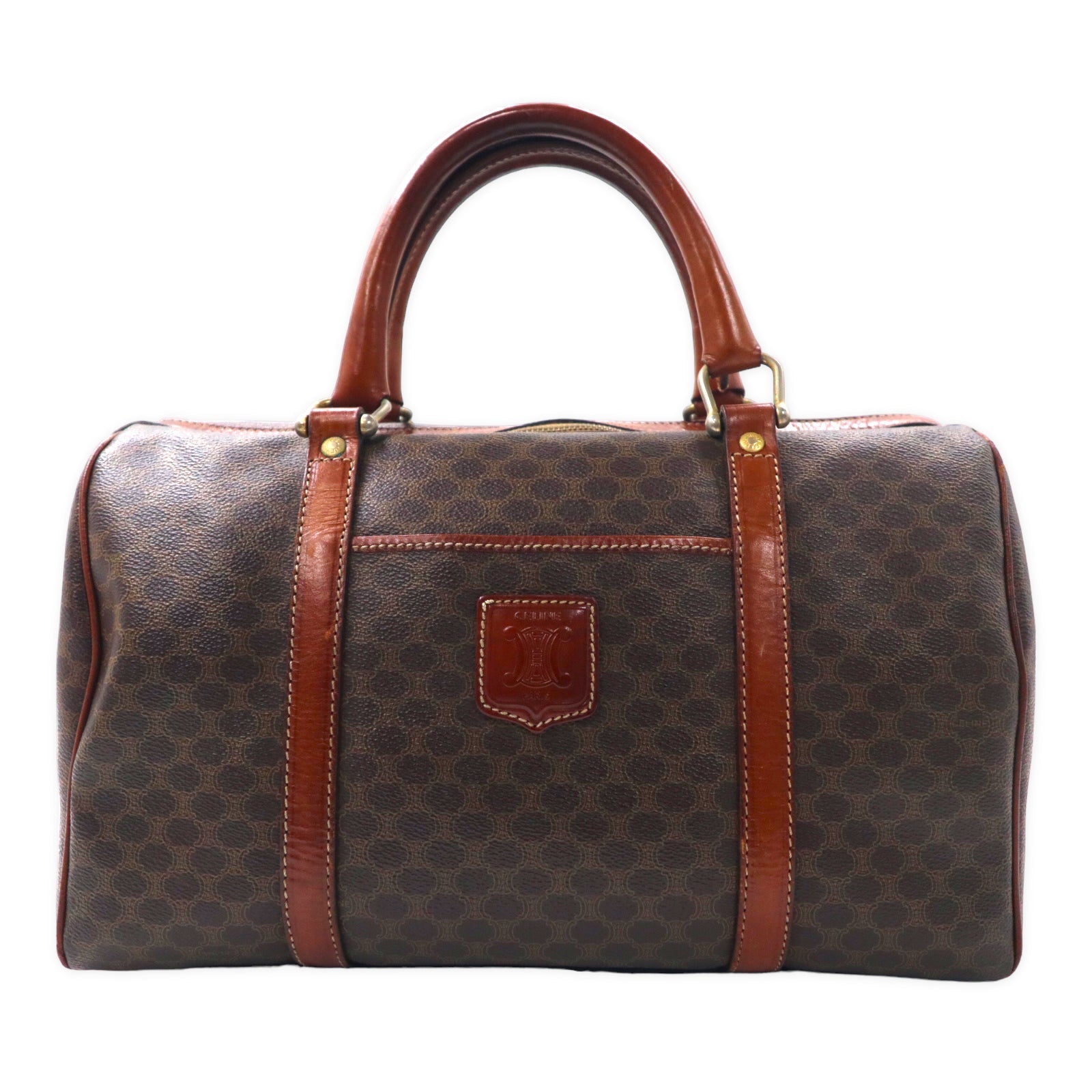 CELINE Borsa mini Boston Macadam Made in Italy Marrone PVC Pelle M10 Vintage