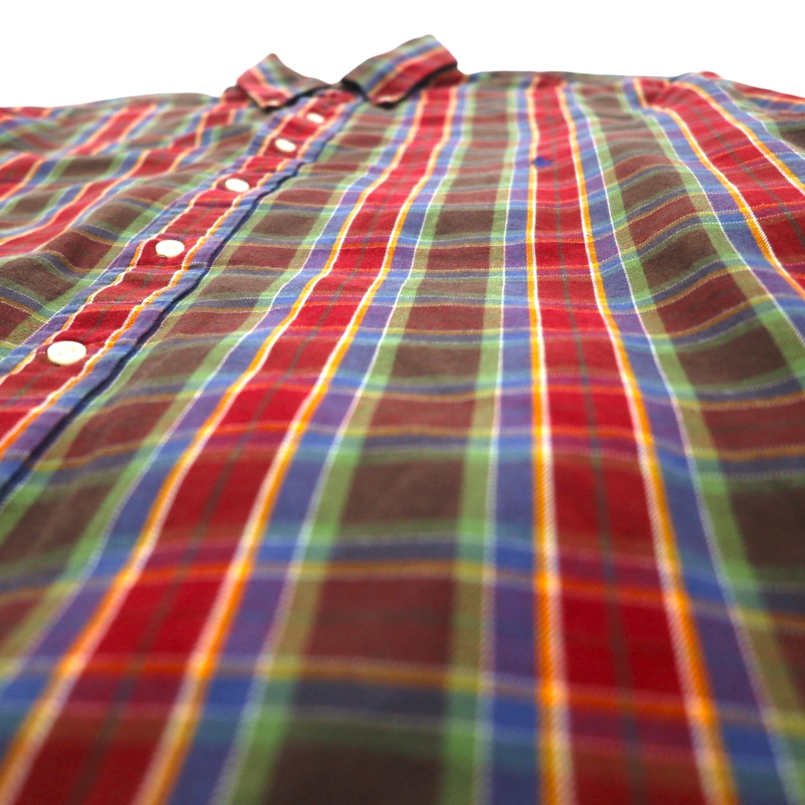 Ralph Lauren anni '90 camicia button-down L TALL a quadri rossa con ricamo pony piccolo taglia grande
