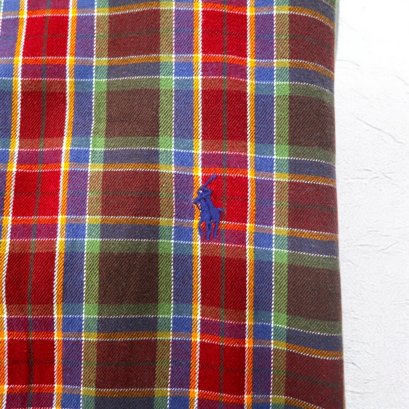Ralph Lauren anni '90 camicia button-down L TALL a quadri rossa con ricamo pony piccolo taglia grande