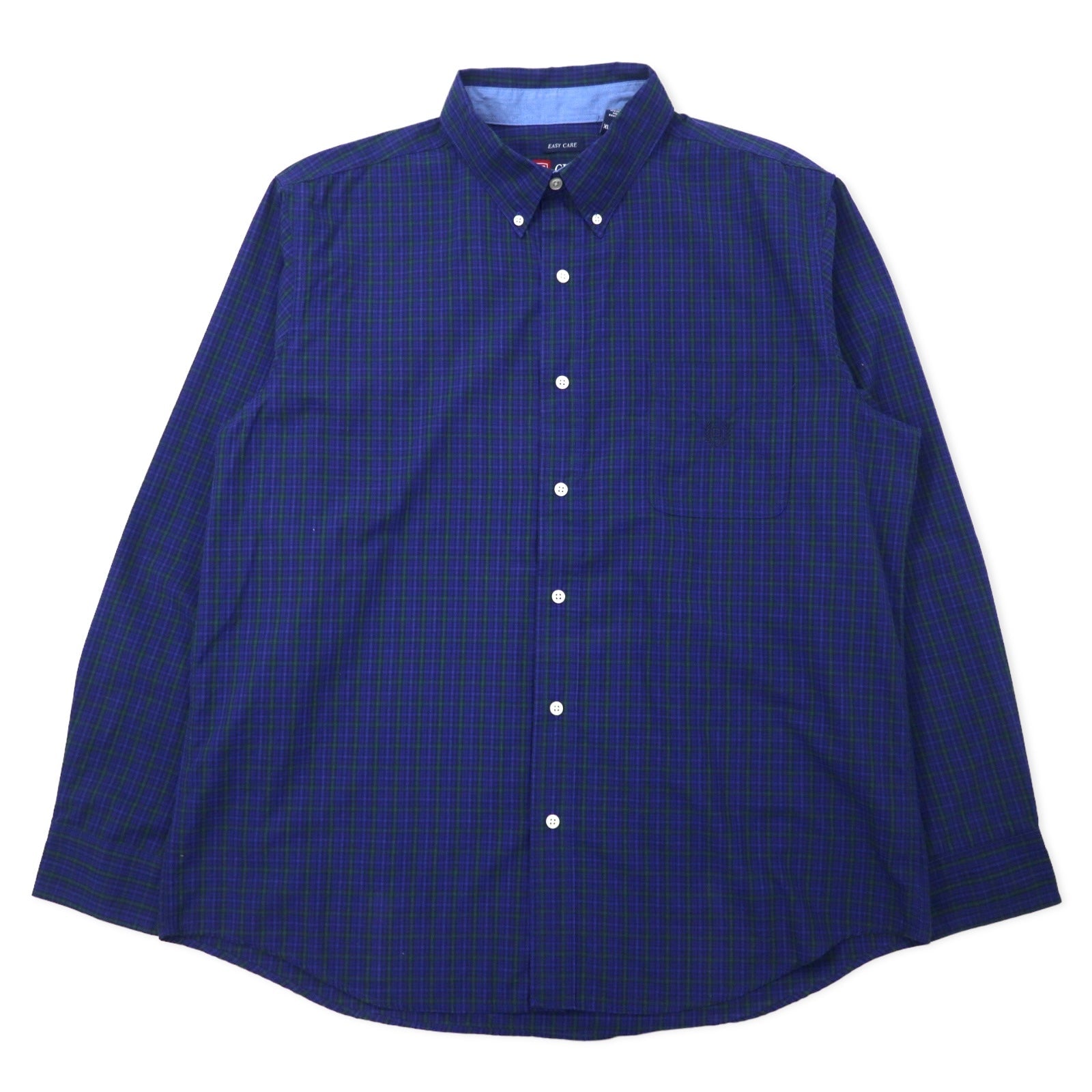 Camicia Button-down CHAPS XL Blu navy a quadri Cotone EASY CARE Logo ricamato