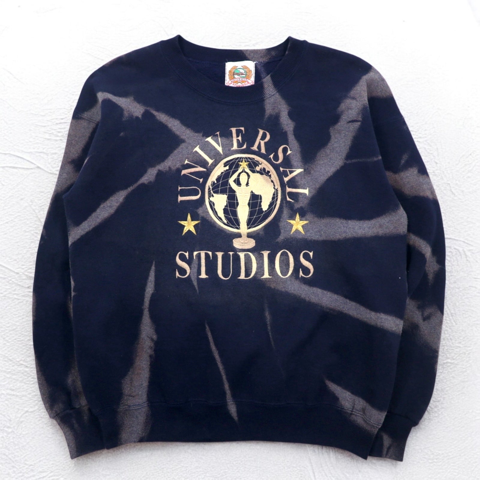 Anni '90 UNIVERSAL STUDIOS Felpa tie-dye ricamata L blu navy, interno felpato