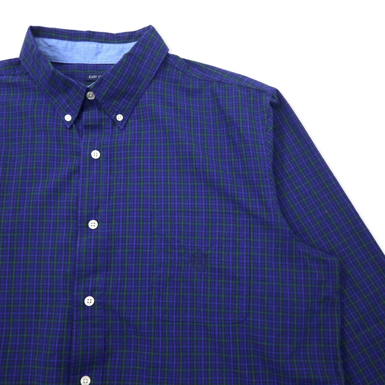Camicia Button-down CHAPS XL Blu navy a quadri Cotone EASY CARE Logo ricamato