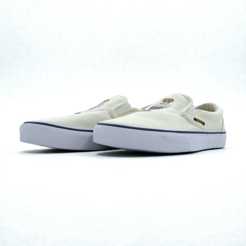 Polo Ralph Lauren ポロベア スリッポン ローカットスニーカー 26cm ホワイト キャンバス KEATON 未使用品
