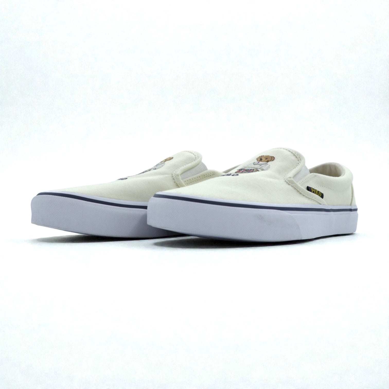 Polo Ralph Lauren ポロベア スリッポン ローカットスニーカー 26cm ホワイト キャンバス KEATON 未使用品