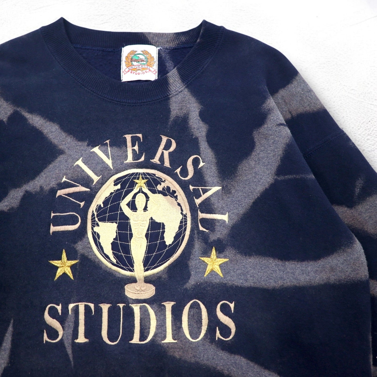 Anni '90 UNIVERSAL STUDIOS Felpa tie-dye ricamata L blu navy, interno felpato