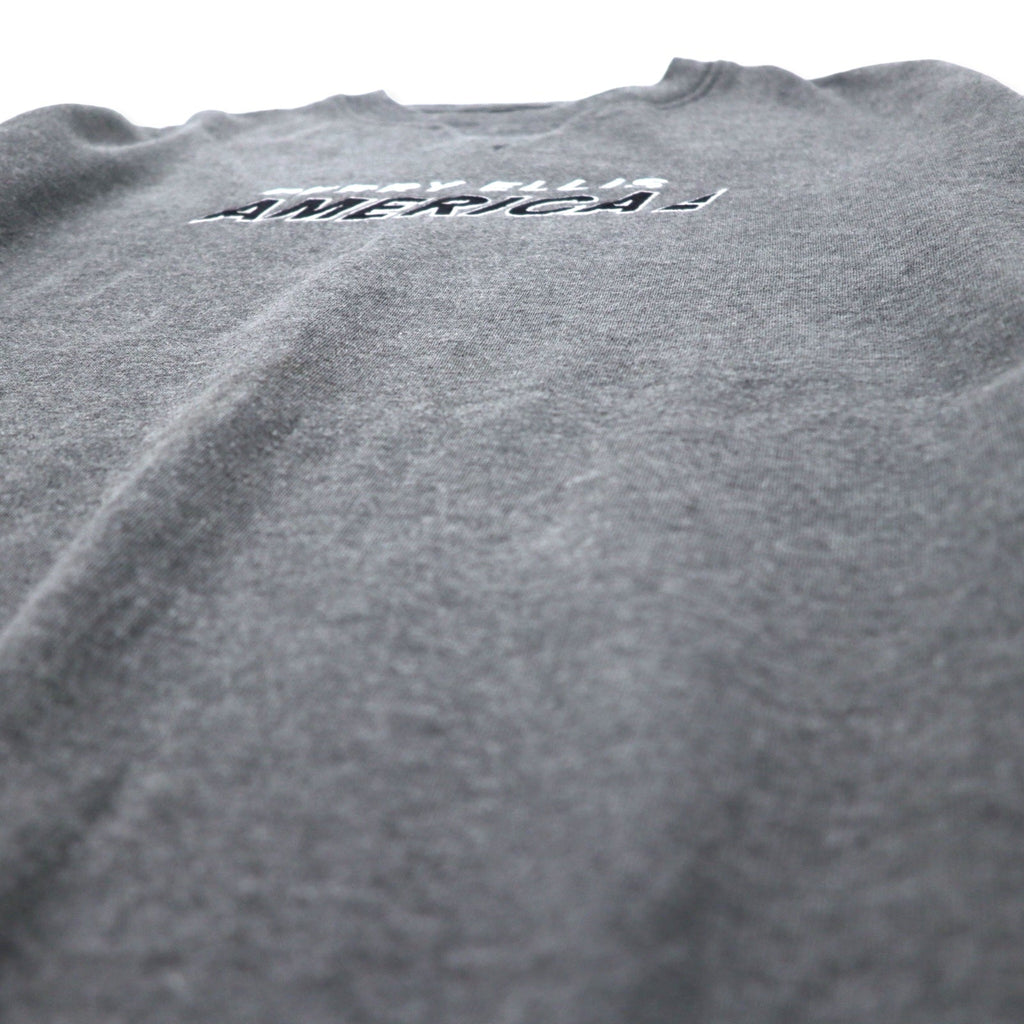 PERRY ELLIS AMERICA ACTIVE Anni '90 Logo ricamato Felpa L Grigio Cotone Fodera in rete Scollo a V frontale