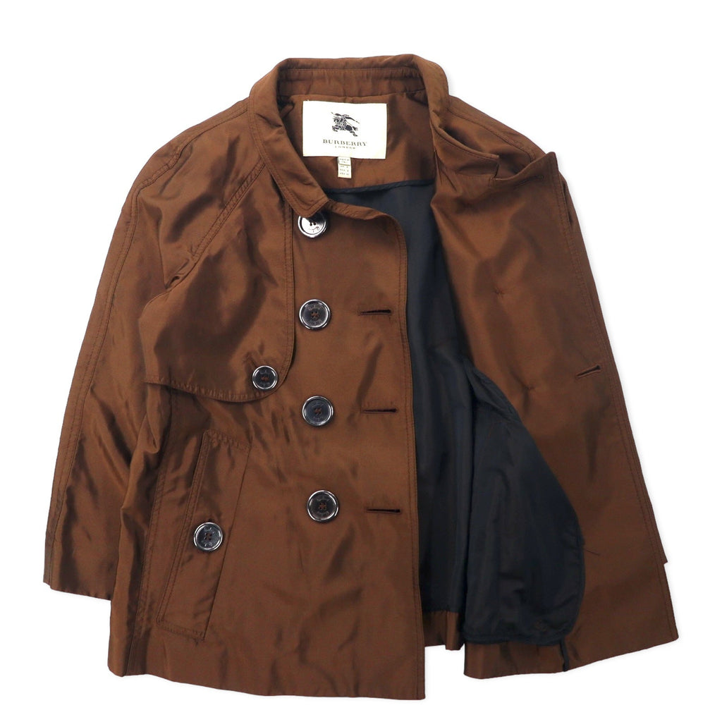 BURBERRY イタリア製 ショート トレンチコート 40 ブラウン シルク