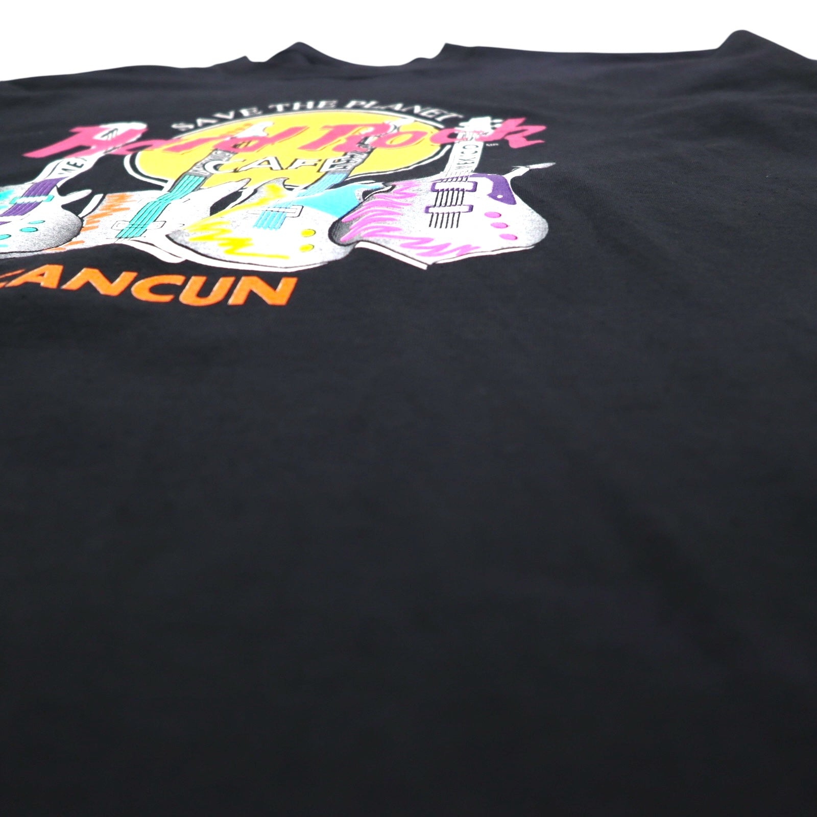 Hard Rock CAFE anni '90 T-shirt con logo stampato XL nera chitarra basso CANCUN made in Mexico