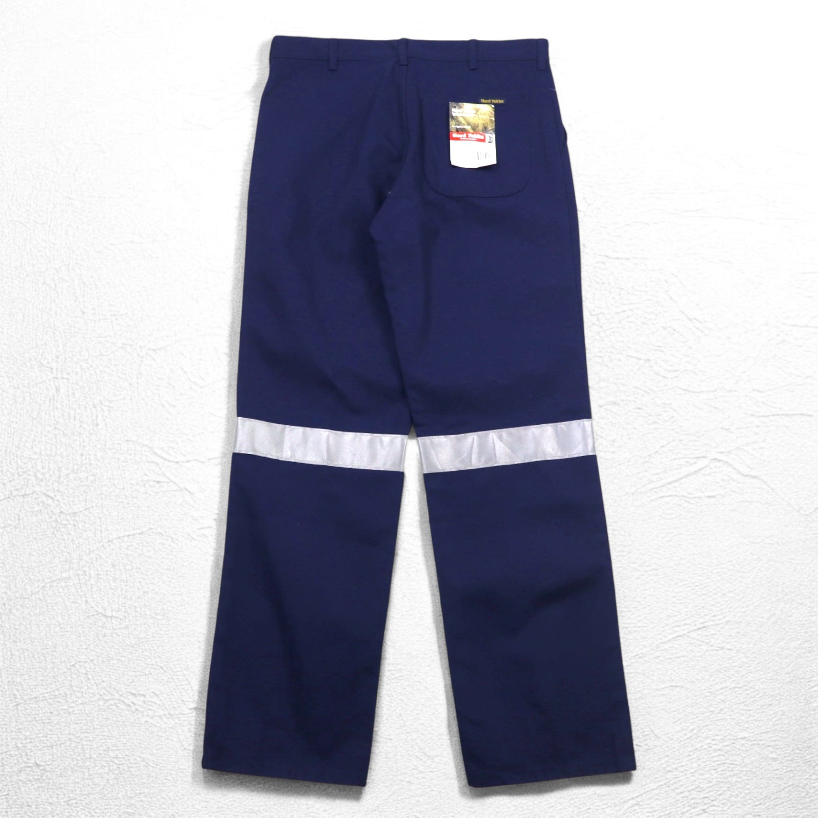 Hard Yakka Pantaloni da Lavoro con Pinces Riflettenti L Blu Navy Cotone 3M Scotchlite Nuovo