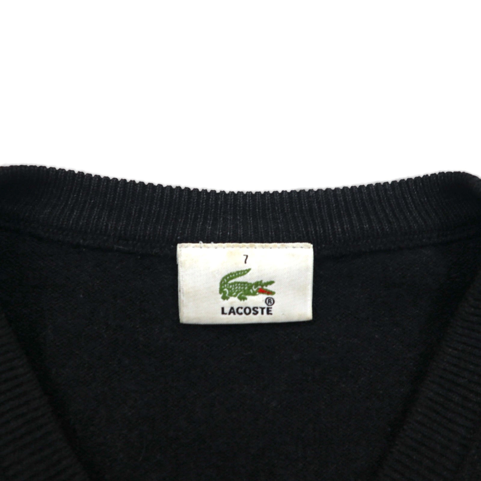 LACOSTE Vネック セーター ニット XL グレー ウール ワンポイントロゴ