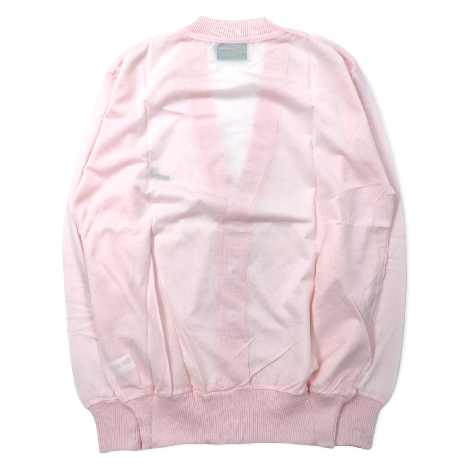 Cardigan in maglia acrilica Crocodile anni '80 M rosa cotone Made in Japan Nuovo