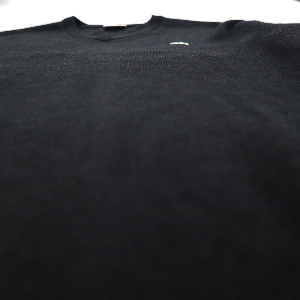 LACOSTE Vネック セーター ニット XL グレー ウール ワンポイントロゴ