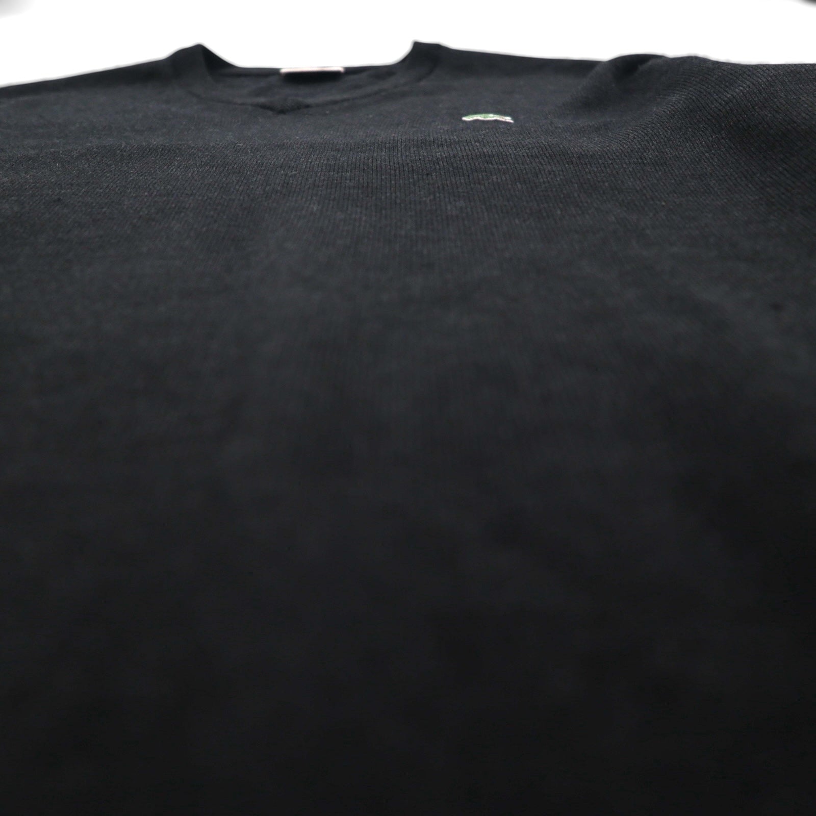 LACOSTE Vネック セーター ニット XL グレー ウール ワンポイントロゴ