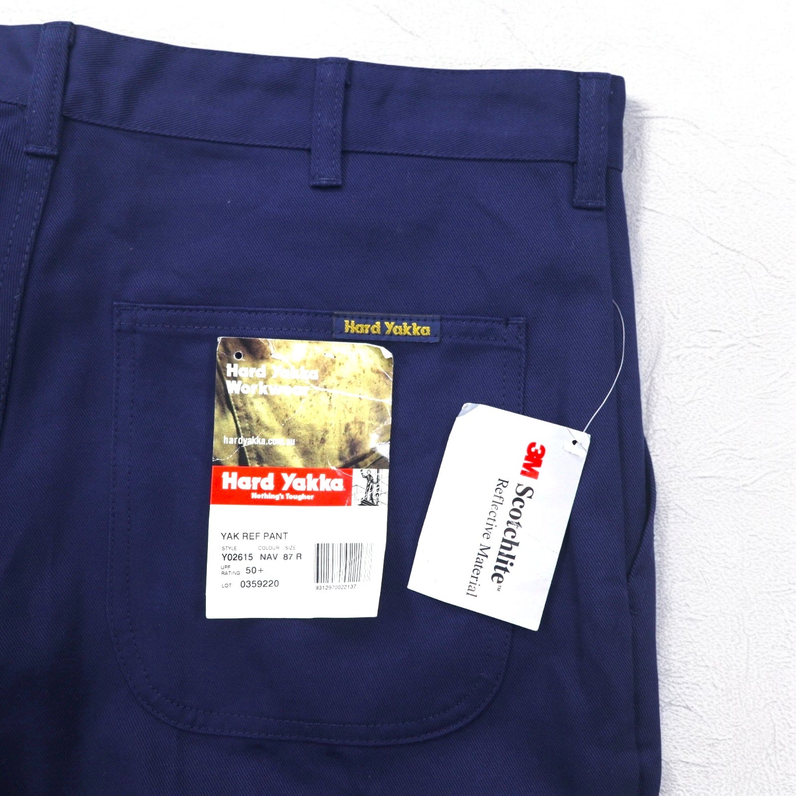Hard Yakka Pantaloni da Lavoro con Pinces Riflettenti L Blu Navy Cotone 3M Scotchlite Nuovo