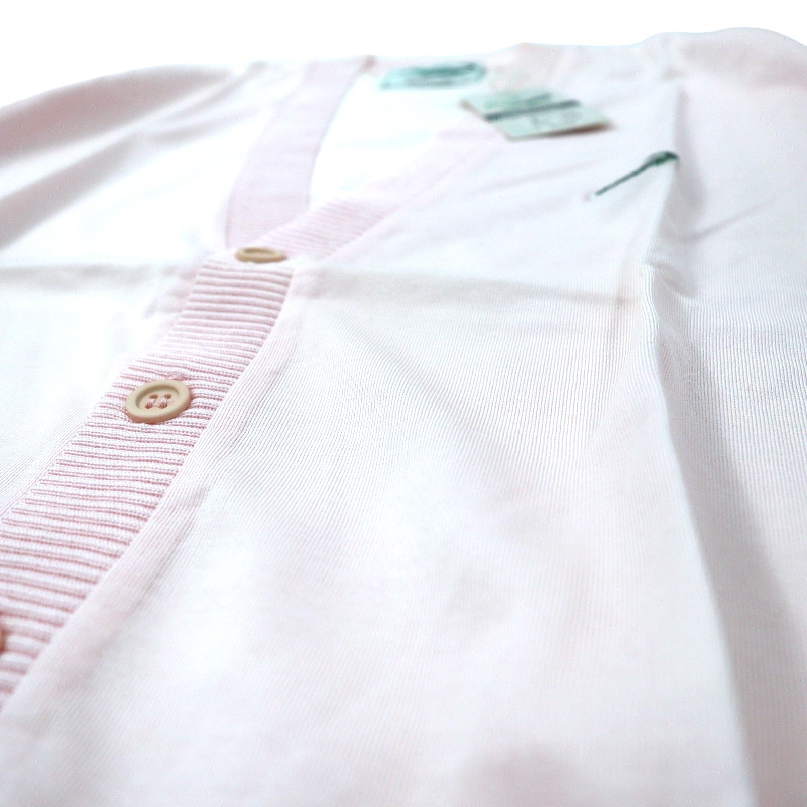 Cardigan in maglia acrilica Crocodile anni '80 M rosa cotone Made in Japan Nuovo