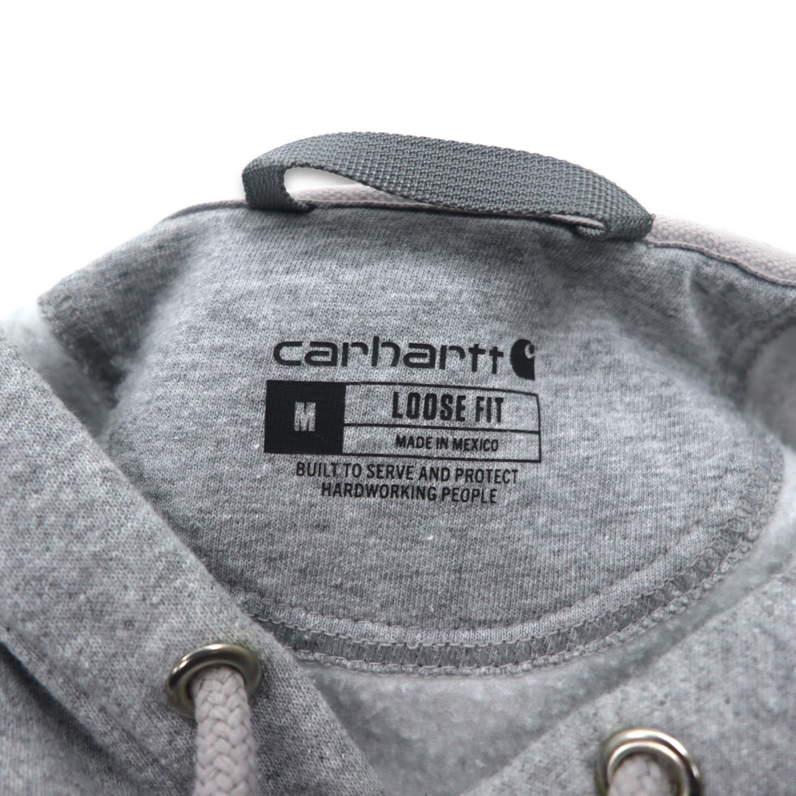 Carhartt - Felpa con cappuccio pullover a vestibilità comoda, taglia M, grigio, in cotone di peso medio, K121, made in Messico