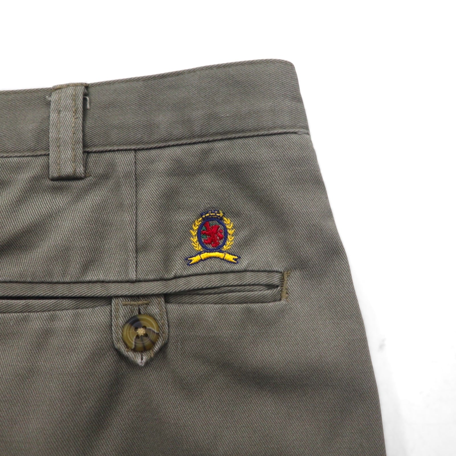 TOMMY HILFIGER 90年代 2タック ワイド チノパンツ L ベージュ コットン プリーツ センタープレス