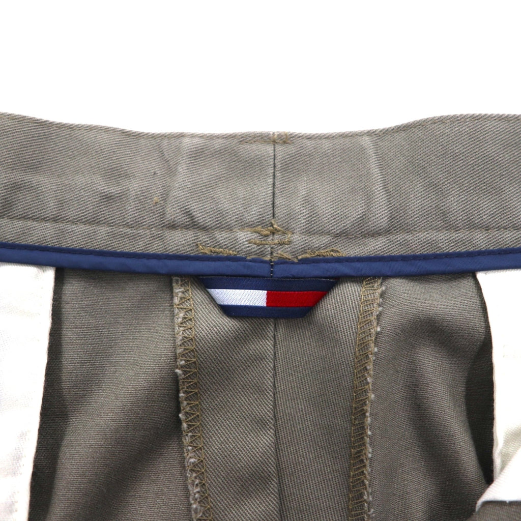 TOMMY HILFIGER 90年代 2タック ワイド チノパンツ L ベージュ コットン プリーツ センタープレス