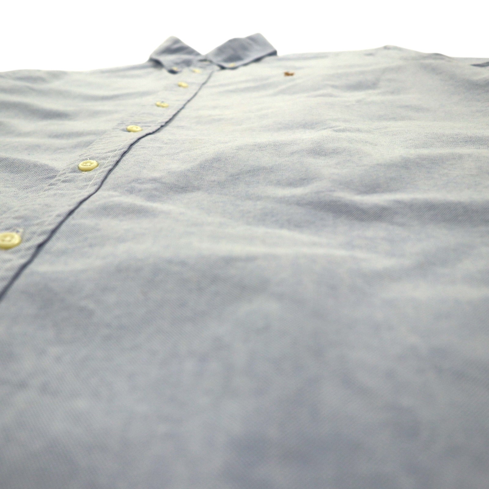 Ralph Lauren anni '90 camicia Oxford a maniche corte con bottoni a L, ricamo piccolo pony blu