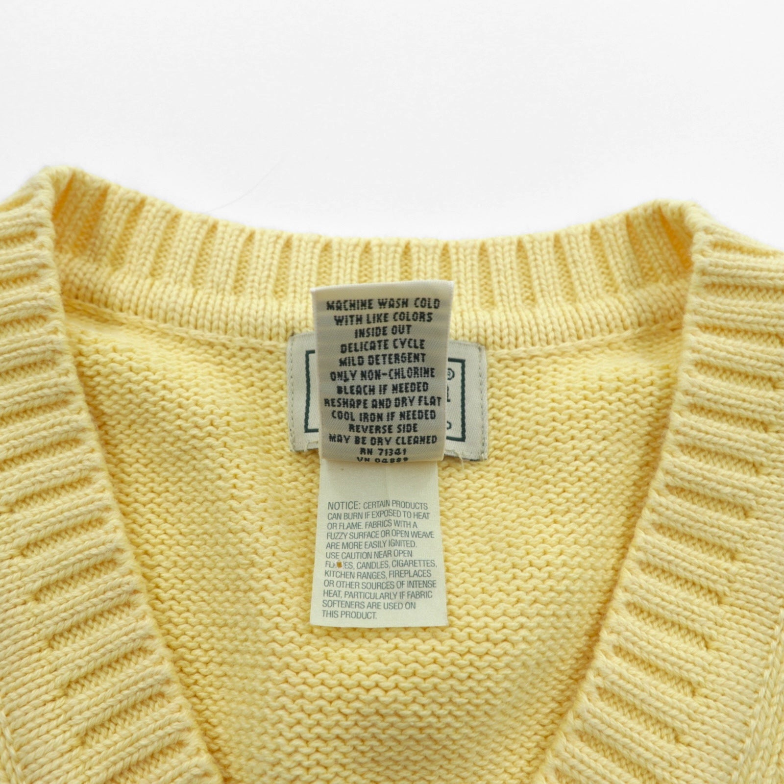 L.L.Bean 90年代 Vネック ニット ベスト L イエロー コットン FW80