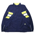 Giacca a vento Adidas anni '90, nylon, taglia L, blu navy, 3 strisce, etichetta bandiera, oversize