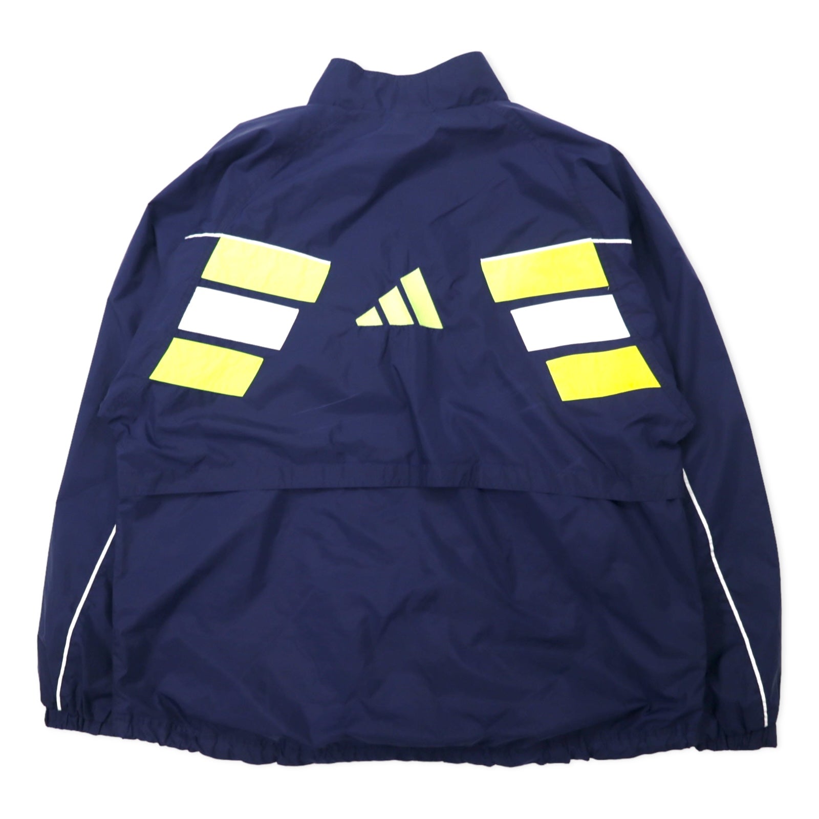 Giacca a vento Adidas anni '90, nylon, taglia L, blu navy, 3 strisce, etichetta bandiera, oversize