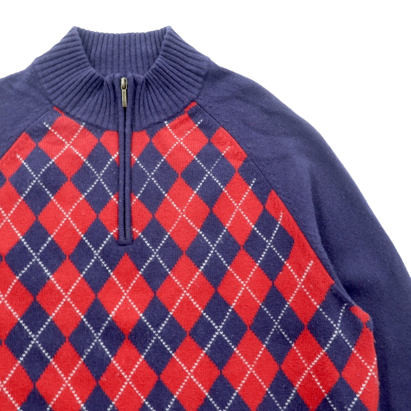 Brooks Brothers ハーフジップ ニット セーター XL ネイビー ウール アーガイル