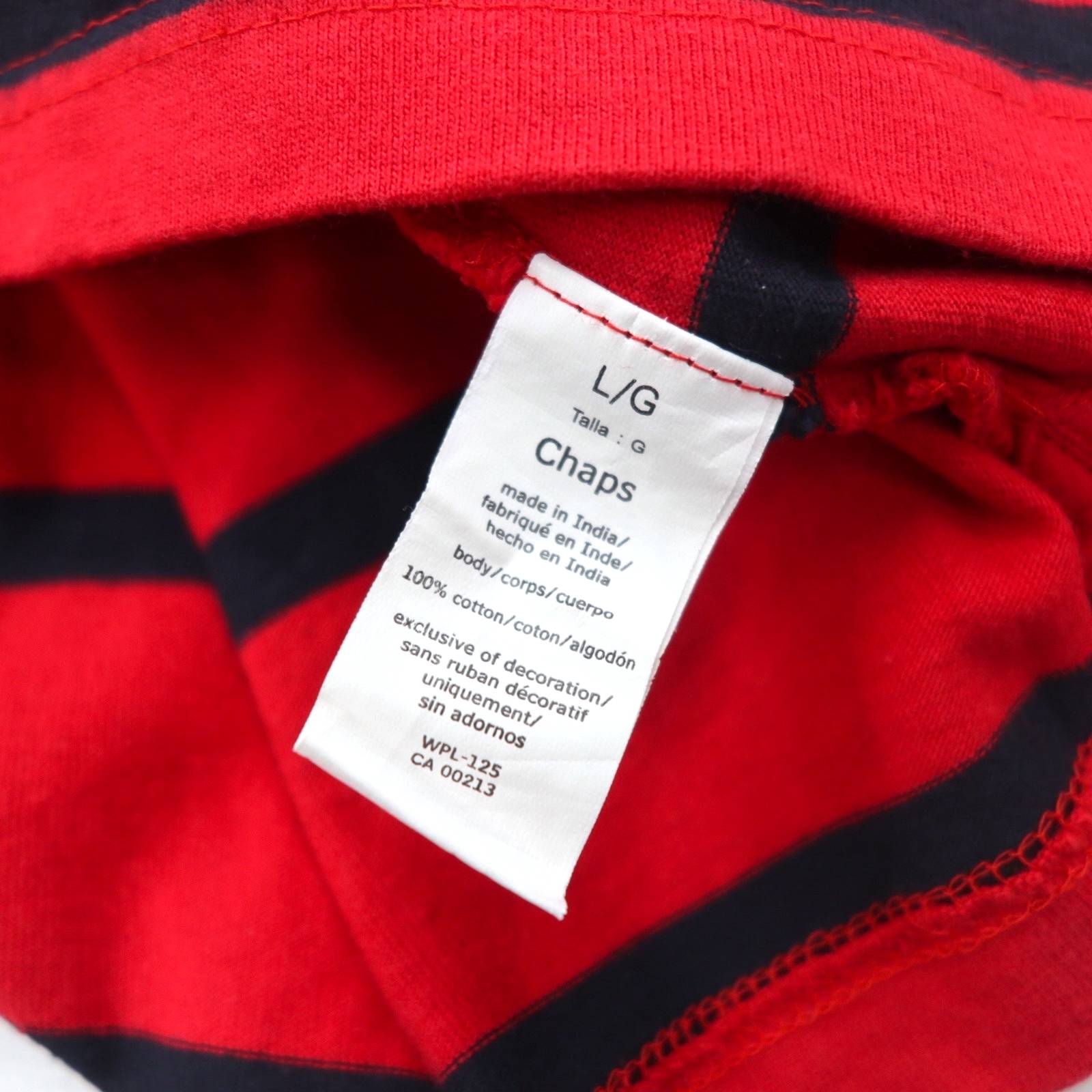 CHAPS Felpa con mezza zip L rossa a righe in cotone con ricamo logo a punto singolo
