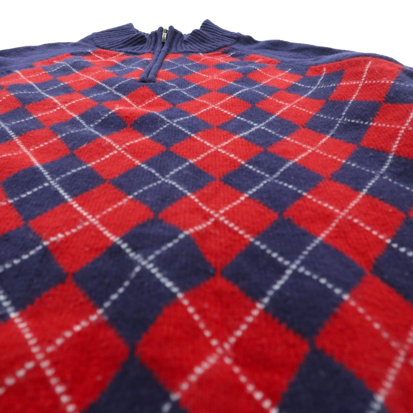 Brooks Brothers ハーフジップ ニット セーター XL ネイビー ウール アーガイル