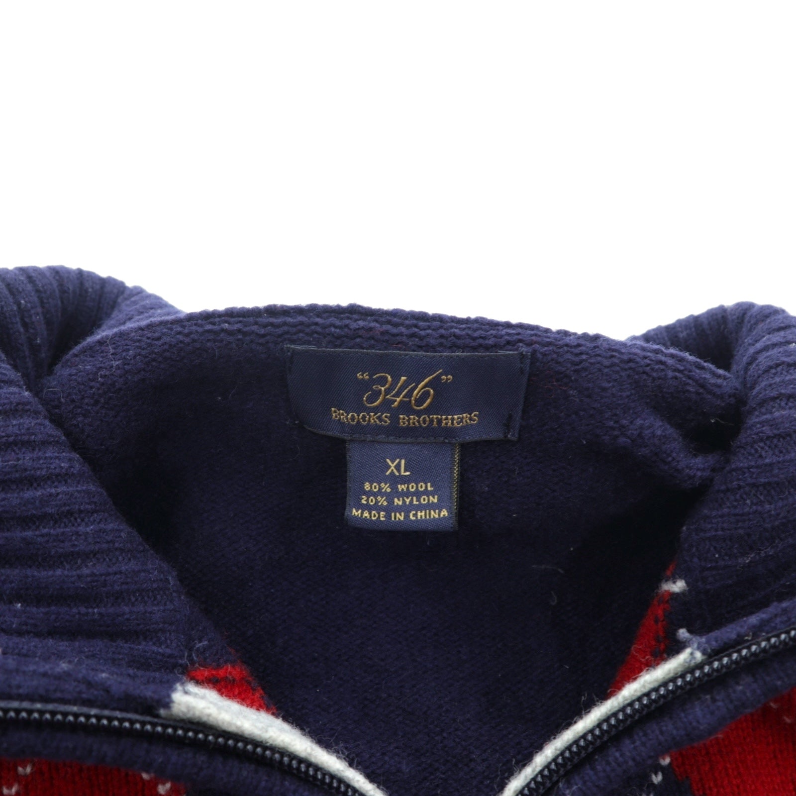 Brooks Brothers ハーフジップ ニット セーター XL ネイビー ウール アーガイル