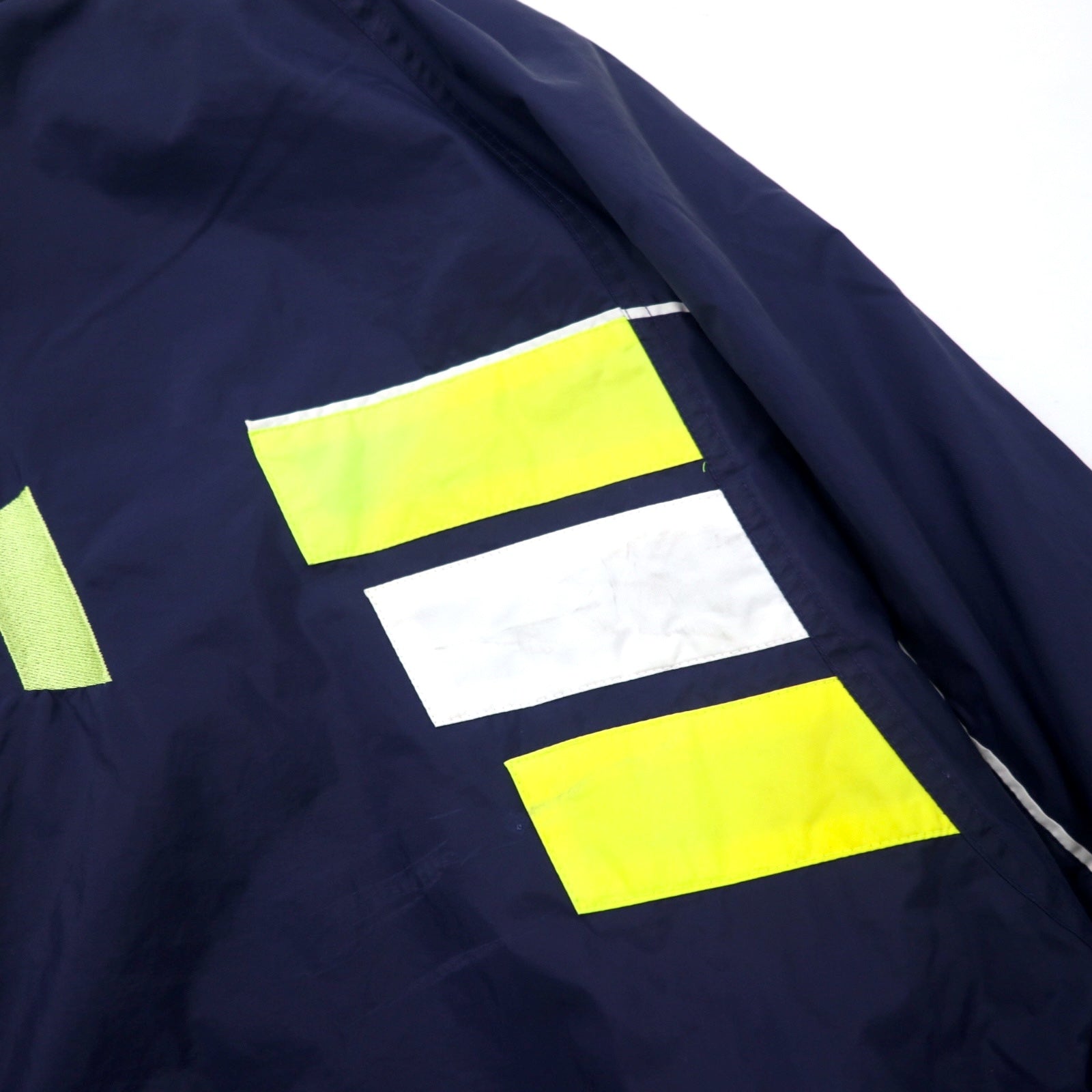 Giacca a vento Adidas anni '90, nylon, taglia L, blu navy, 3 strisce, etichetta bandiera, oversize