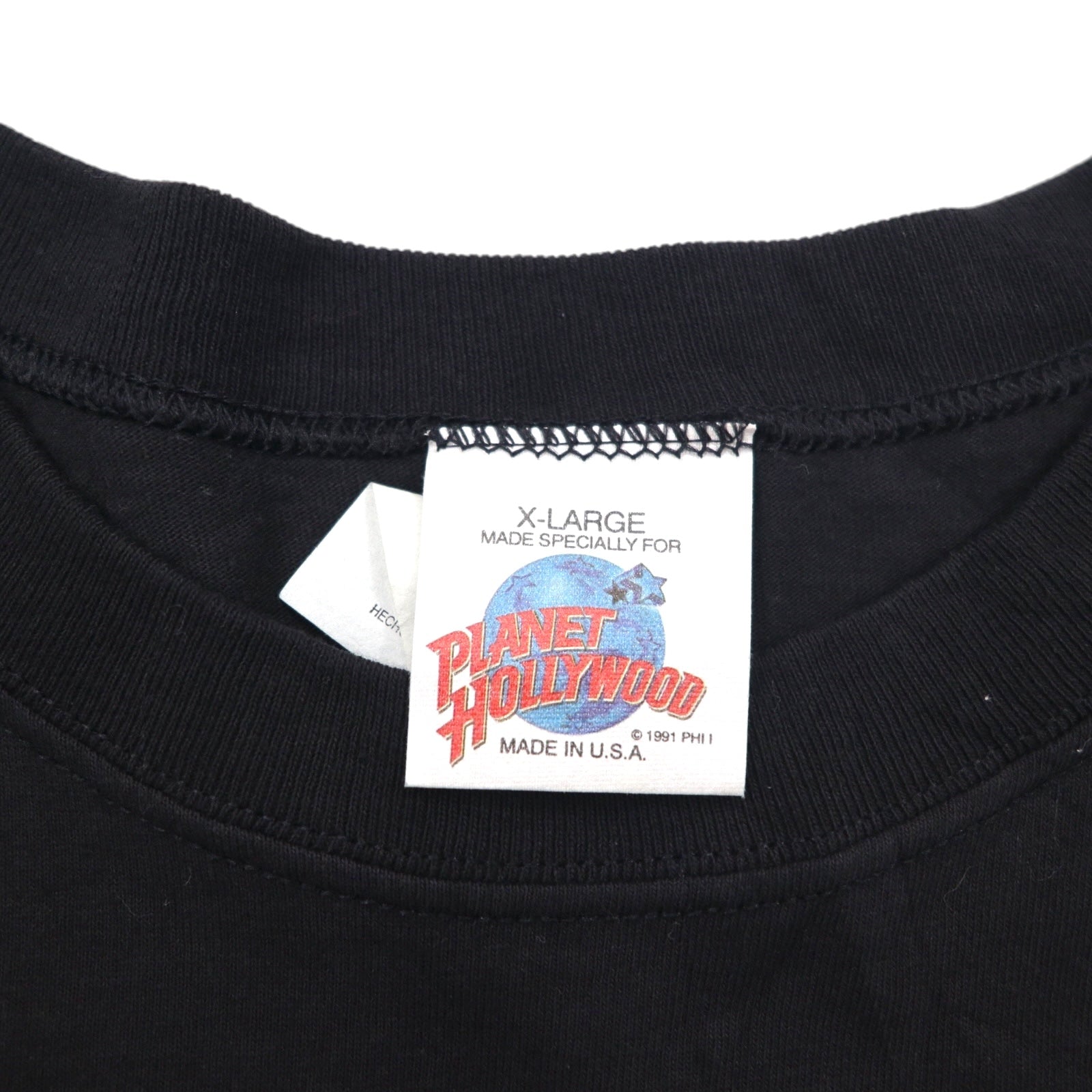 PLANET HOLLYWOOD 90年代 USA製 ロゴプリント Tシャツ XL ブラック コットン ATLANTIC CITY