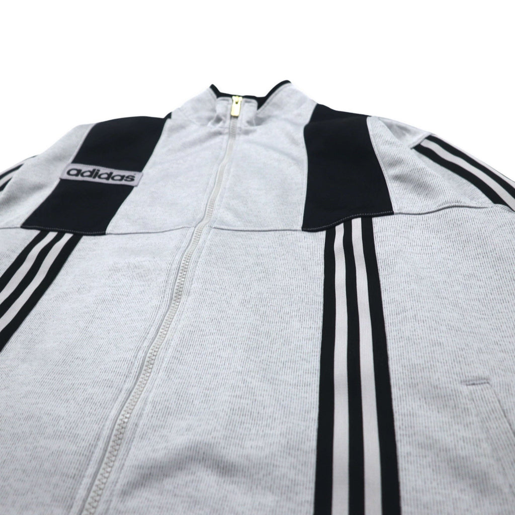 adidas anni '90, prodotta da Descente, tuta da ginnastica (giacca e pantaloni) taglia L, grigia, a 3 strisce