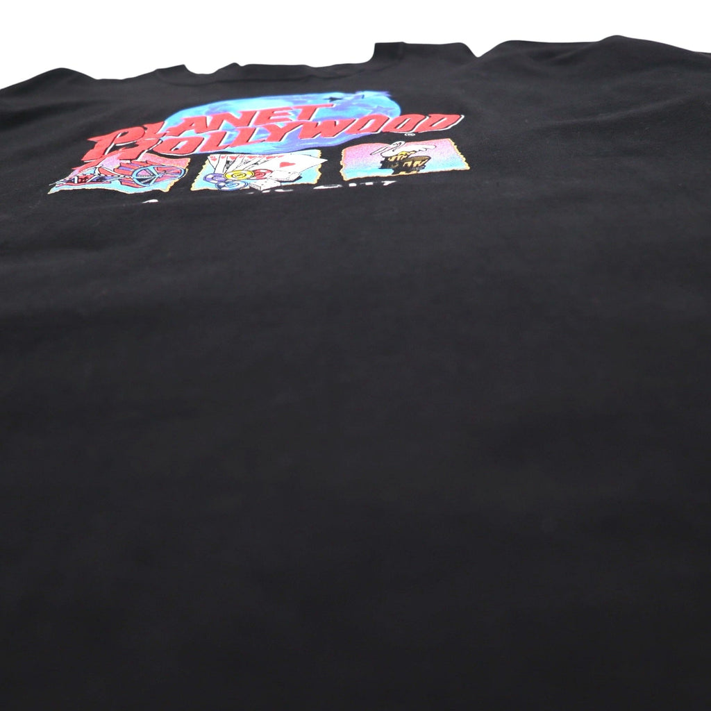 PLANET HOLLYWOOD 90年代 USA製 ロゴプリント Tシャツ XL ブラック コットン ATLANTIC CITY